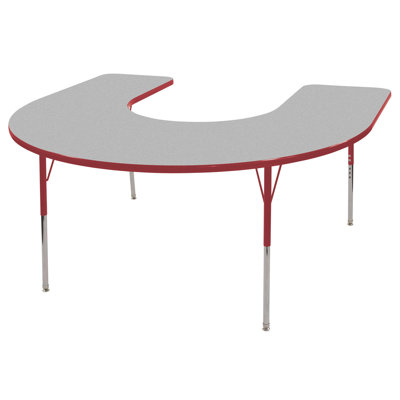 ECR4kids 60" x 66" Horseshoe Shaped Adjustable Activity Table in Gray