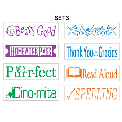 ECR4kids 8 Piece Self-Ink Teacher Stamps with Stand