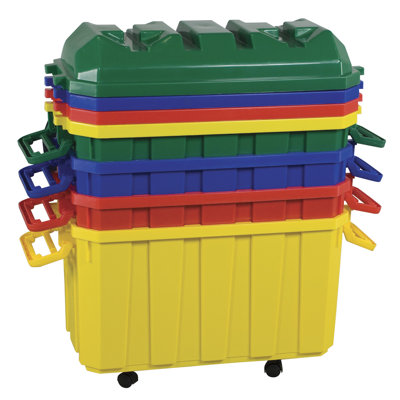 ECR4kids 4 Pack of 18 Gallon Stor-N-Roll Toy Trunks with Casters