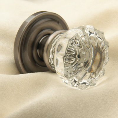 Peyton Half Dummy Crystal Knob with Rope Style Rose in Satin Nickel