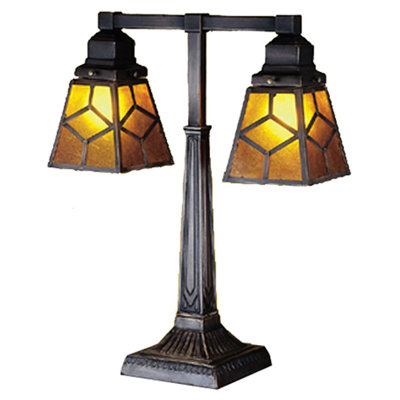 Southwest Amber Mica Diamond Mission Two Arm Desk Lamp