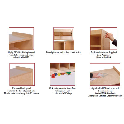 Steffy Wood Products 3 Shelf Mobile Storage