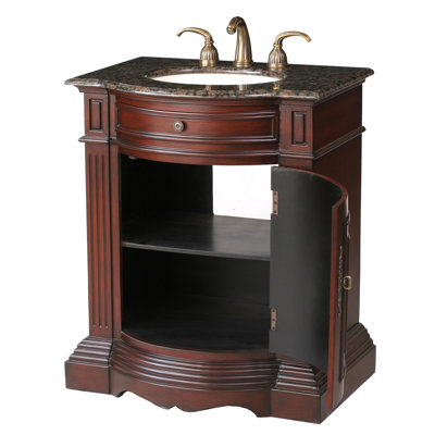 Stufurhome Catherine 30" Single Bathroom Vanity with Baltic Brown Granite Top in Cherry Red