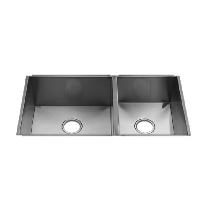 Julien UrbanEdge 10.75" x 14.5" Undermount Stainless Steel Double Bowl Kitchen Sink with Rear Drain Placement