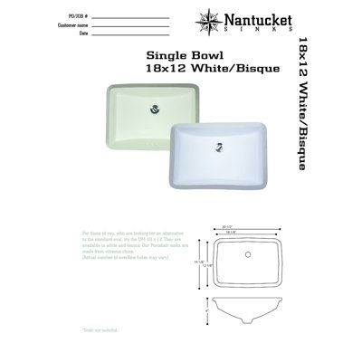 Nantucket Sinks Vitreous China Rectangular Undercounter Bathroom Sink