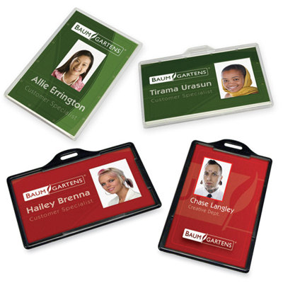 Baumgartens ID Card Holder,Horizontal,3-3/8"x2-1/8"25/PK,Black