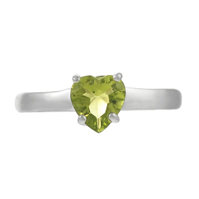 Skyline Silver Sterling Silver Heart Peridot Solitaire Ring