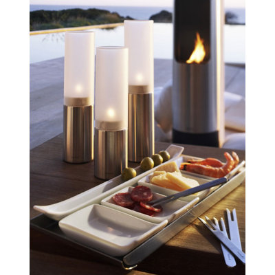 Blomus Faro Small Stainless Steel and Frosted or Clear Glass Hurricane (Set of 3)
