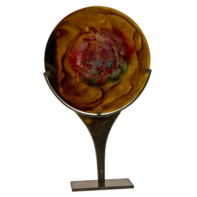 Handmade Decorative Freestanding Art Sculpture with Iron Base with fire
