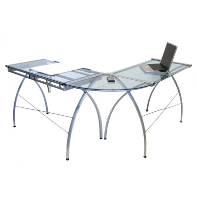 Studio Designs Futura LS Work Table in Silver and Blue Glass | Wayfair
