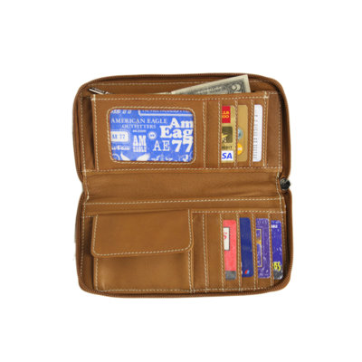 Piel Leather Women's Zip Around Wallet in Red