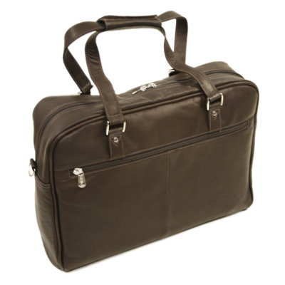Piel Leather Two-Pocket Satchel in Chocolate