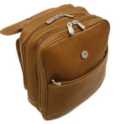 Piel Leather Entrepreneur Flap-Over Mini Backpack in Saddle