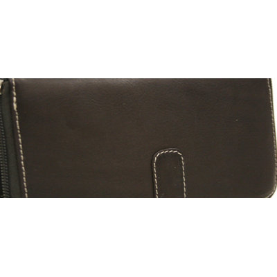 Piel Leather Women's Zip Around Wallet in Chocolate