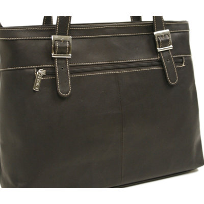 Piel Leather Ladies Laptop Tote in Chocolate