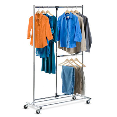 Dual Bar Adjustable Garment Rack in Chrome