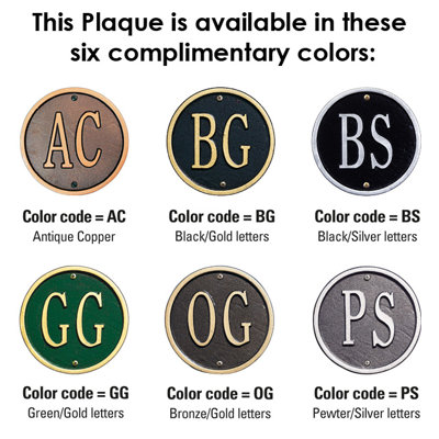 Whitehall Products Monogram Standard Lawn Address Plaque