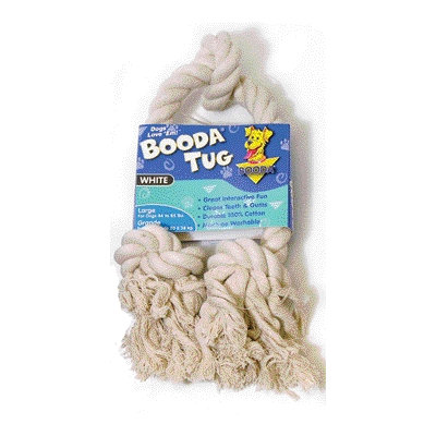 BOODA Pet Products Three Knot Rope Bone Dog Toy in White