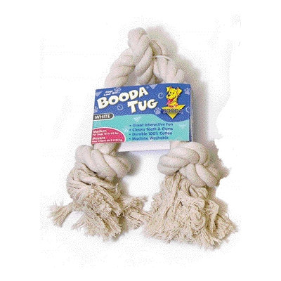BOODA Pet Products Three Knot Rope Bone Dog Toy in White
