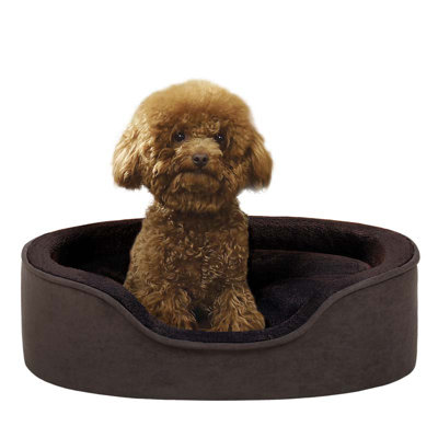 Soft Touch Faux Suede Oval Cuddler Dog Bed in Brown
