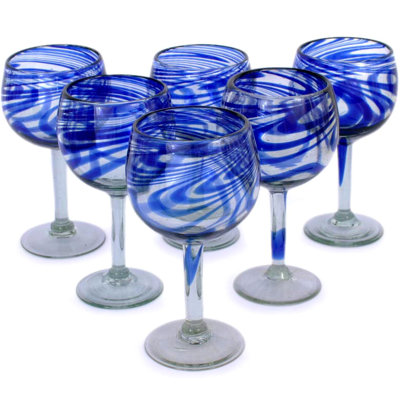 Novica Blue Ribbon Wine Glasses (Set of 6)