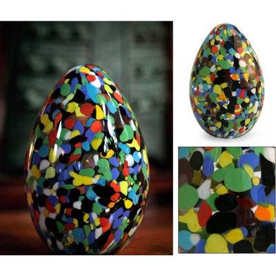 Novica 'Confetti Egg' Murano Hand Blown Paperweight