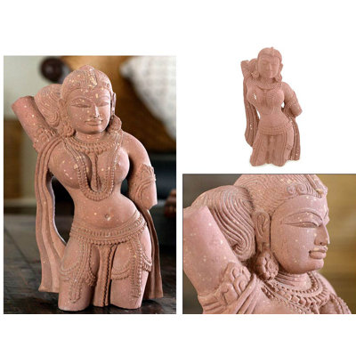 Novica 'Apsara Nymph' Sculpture in Red