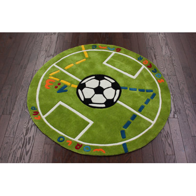 nuLOOM KinderLOOM Soccer Field Green Kids Rug