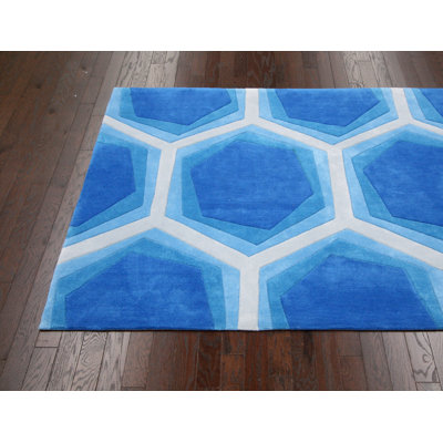 nuLOOM Cine Blue Honeycomb Rug