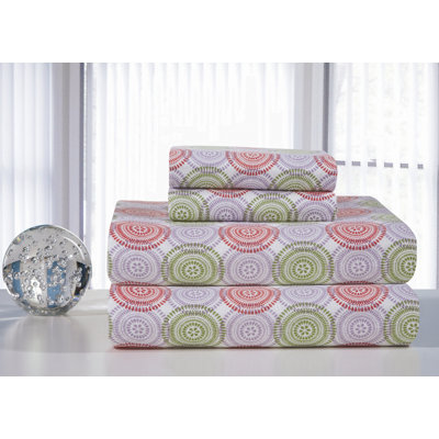 Heavy Weight Printed Flannel Sheet Set in Starburst Print