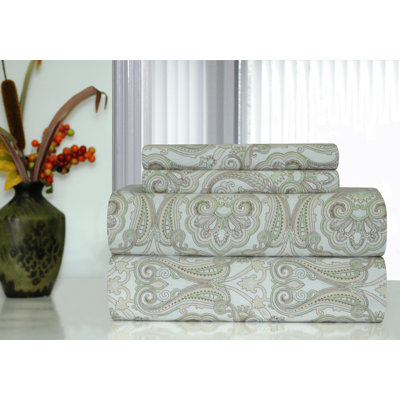 Heavy Weight Paisley Printed Flannel Sheet Set