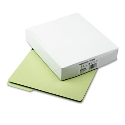 S J Paper Pressboard File Folders, 1/3 Cut, Top Tab, Letter, Green, 25/Box