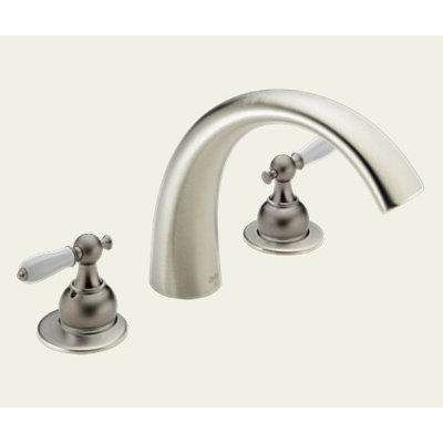 Delta C-Spout Double Handle Deck Mount Roman Tub and Whirlpool Faucet