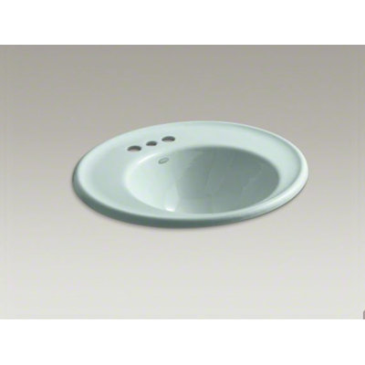 Kohler Iron Works Wall-Mount Bathroom Sink with Single Faucet Hole and Almond Exterior
