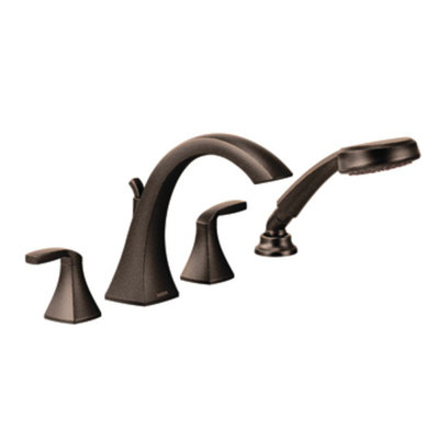 Moen Voss Double Handle Deck Mount Roman Tub Faucet Trim with Handshower
