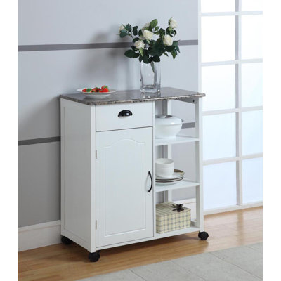 InRoom Designs Kitchen Cart with Marble Top