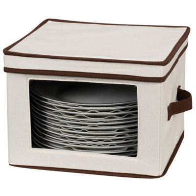 Household Essentials Storage and Organization Dinner Plate Chest Canvas with Trim