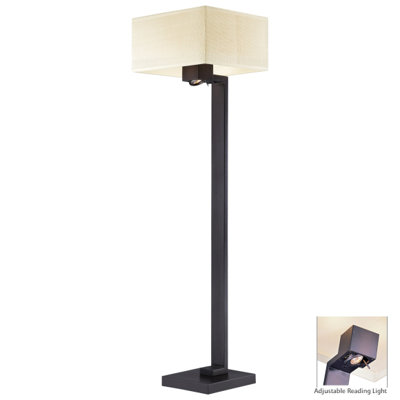 George Kovacs by Minka Floor Lamp in Bronze with Ivory Mobuka Shade