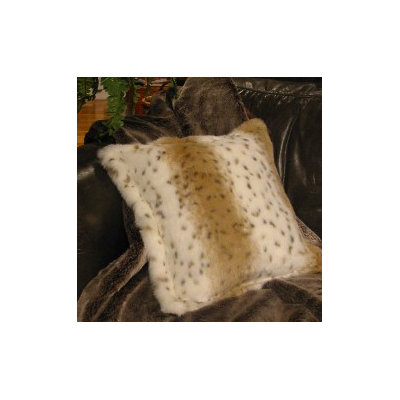 Posh Pelts Lynx Jacquard Faux Fur Pillow Cover with Caramel Faux Suede Back