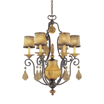 Metropolitan by Minka Monte Titano Six Light Chandelier in Monte Titano Oro with Optional Ceiling Medallion