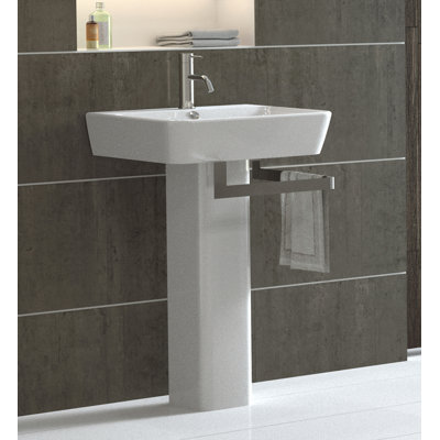 Bissonnet Emma 21.7" Full Pedestal Overflow Bathroom Sink With Optional Towel Bar