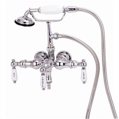 Elizabethan Classics Wall Mount Tub Faucet with Hand Shower and "Hot & Cold" Porcelain Lever Handles