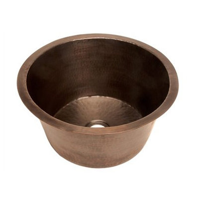 Belle Foret Small Round Copper Bar Sink with Flat Bottom