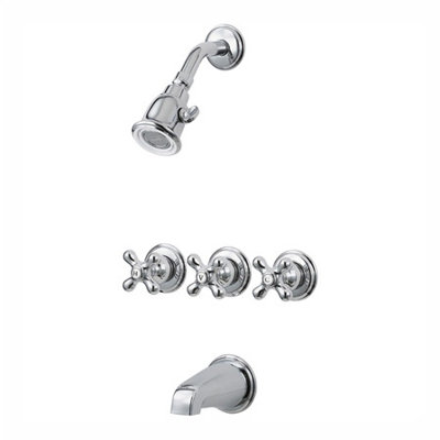 Price Pfister Three-Cross Handle Shower and Tub Trim