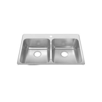 American Standard Stainless Steel Drop-In 33.38-Inch x 22-Inch Double Bowl kitchen sink in Brushed Stainless Steel
