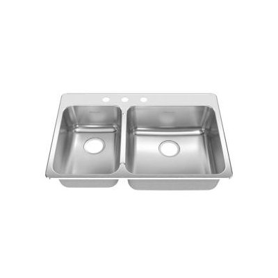 American Standard Stainless Steel Drop-In 33.38 x 22" Double Combination with Small Bowl kitchen sink