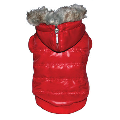 Hip Doggie Split Dog Hood Jacket in Red