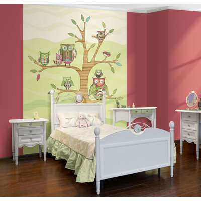4 Walls Owl Mural in Pink