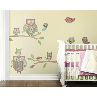 4 Walls Owls Freestyle Peel and Stick Decal in Pink