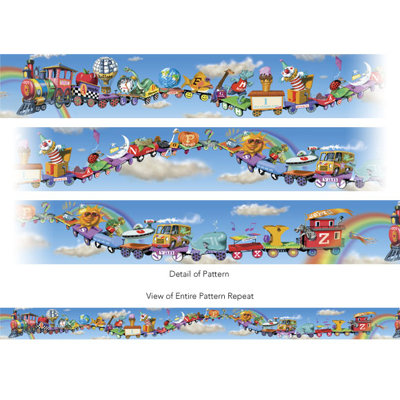 4 Walls Alphabet Train Mural Style Border